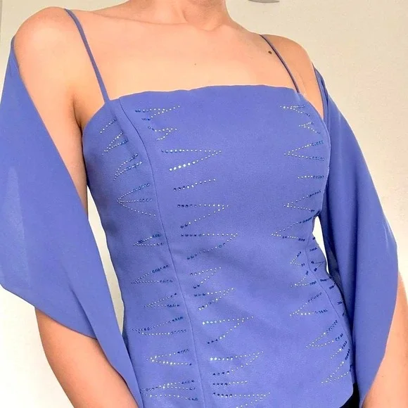 Beaded Blue & Purple Corset Top & Scarf - Picture 2 of 8